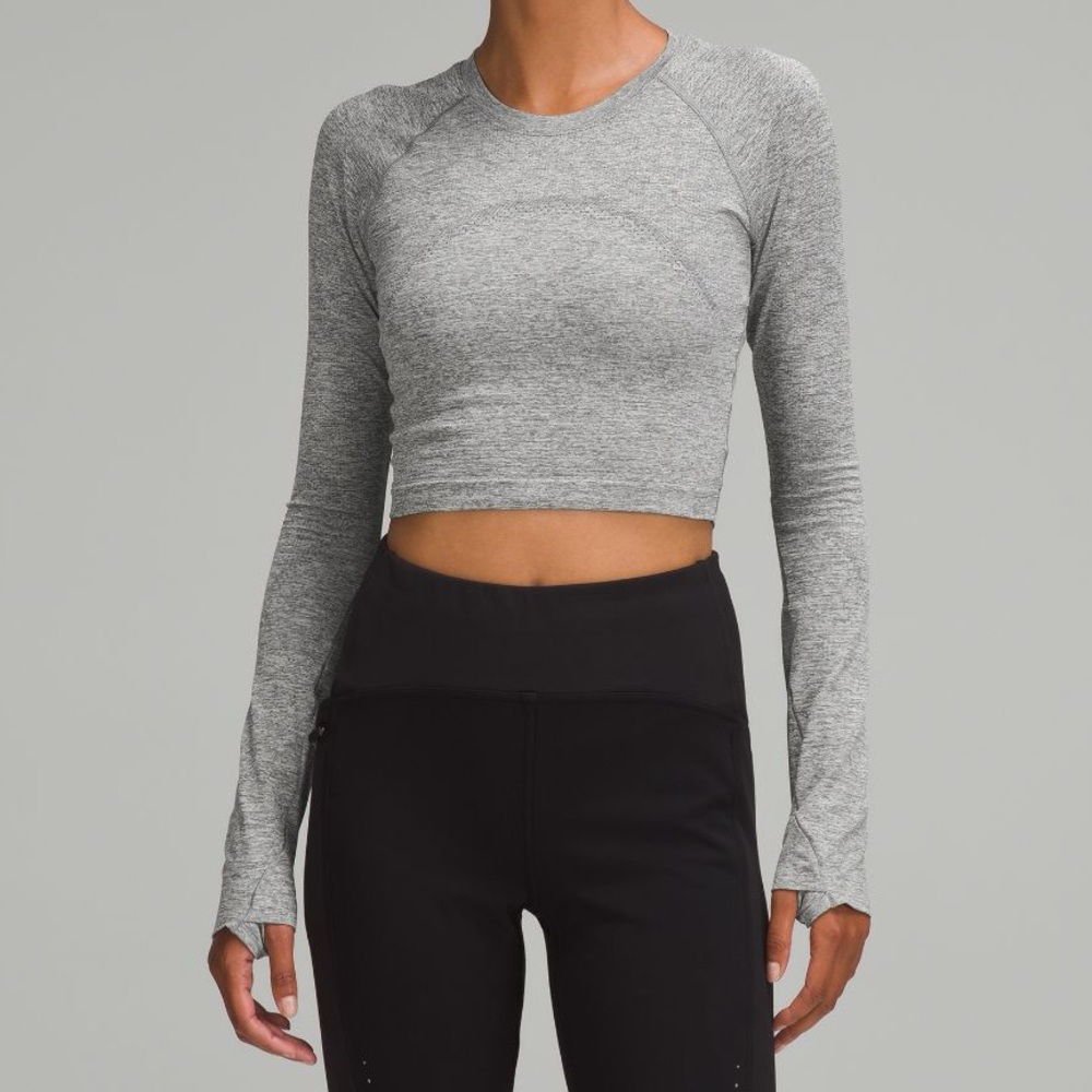 Lululemon Swiftly Tech Grey Cropped Long Sleeve Top Size 0